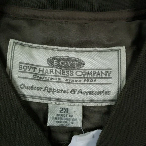 Boyt Harness Company Vest Men 2XL Green Fleece Full Zip Shoulder Patch‎ Shooting